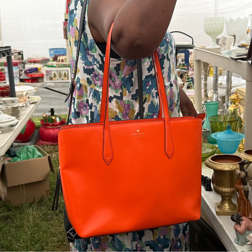 KATE SPADE NEW YORK Leather BREANNA Tote/Shopper/Shoulder Bag ~ Orange WKR00513 - Picture 2 of 6